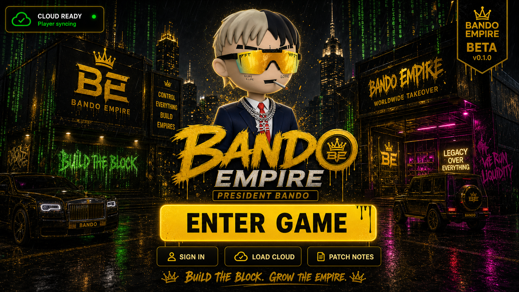 Bando Empire beta start screen